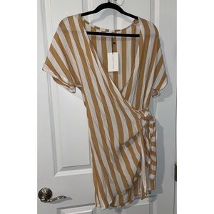 Striped Wrap Mini Dress NWT